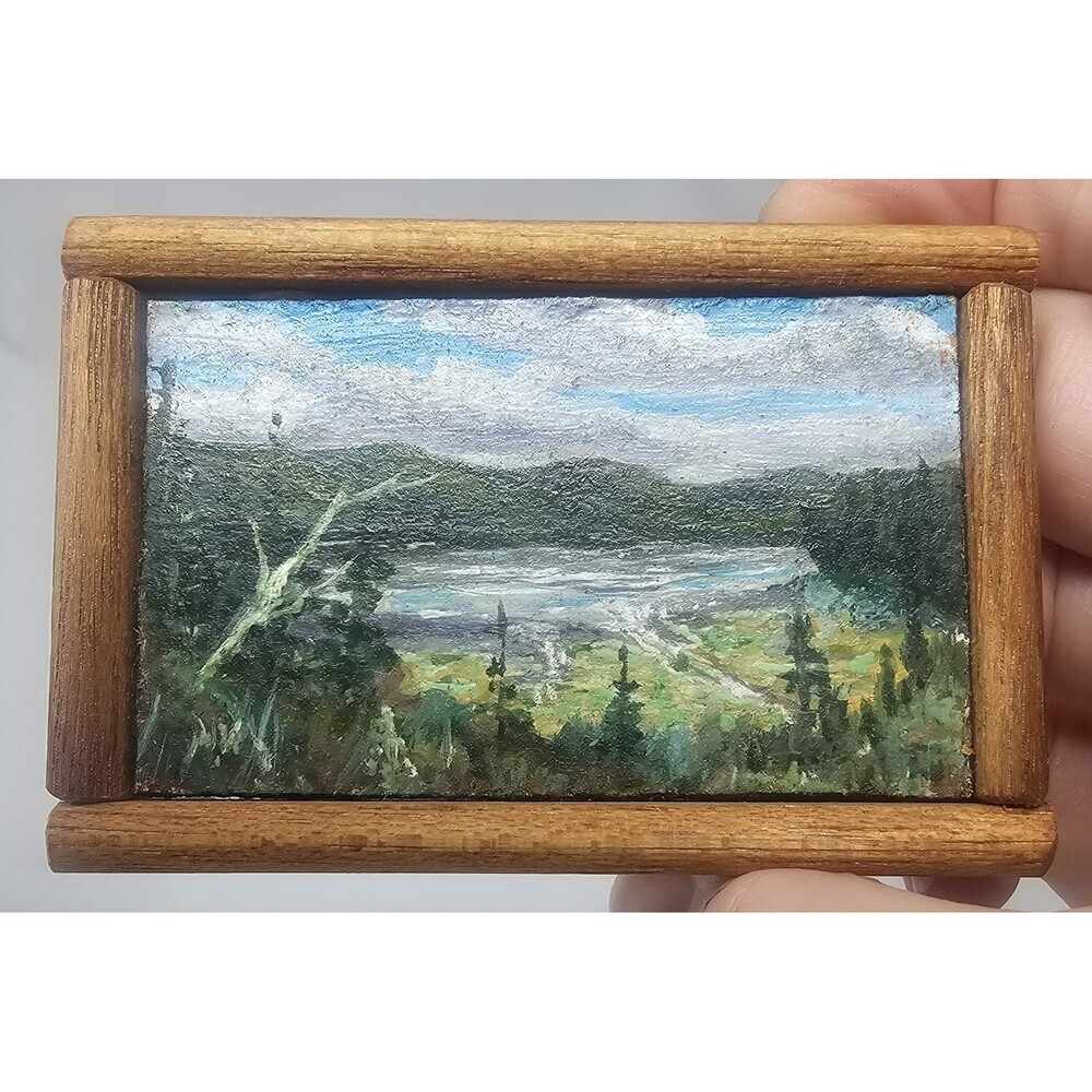 Mini Hand Painted Mt Jupiter Mountain Scene In Brinnon Washington Framed Signed - Picture 7 of 8